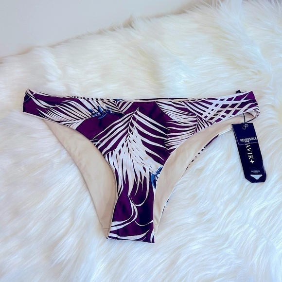 NWT Tavik Ali Reversible Bikini Bottom in Merlot Palm Print Size Medium - Picture 2 of 16